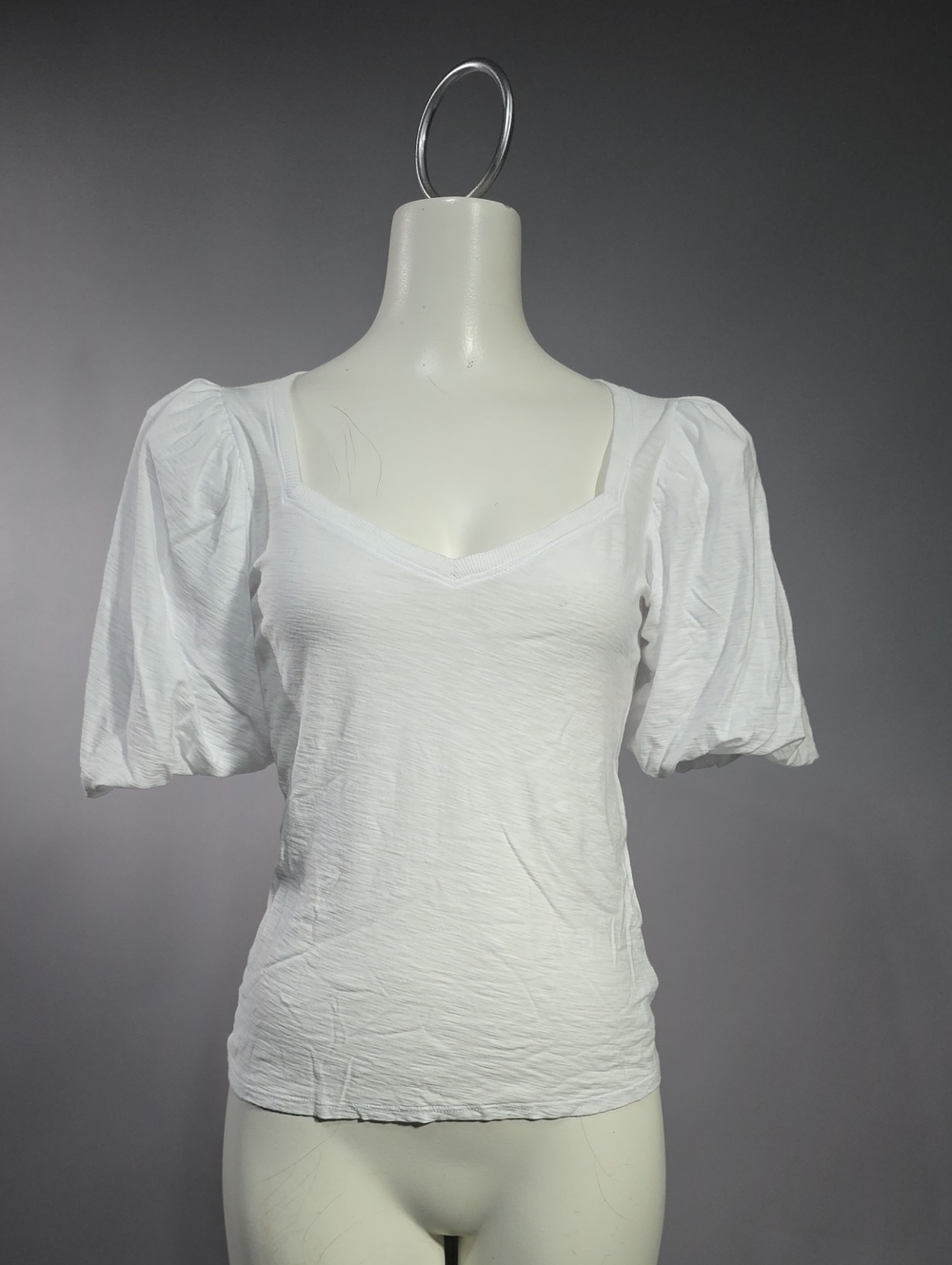 Nation LTD White Puff Sleeve V-Neck Top R15